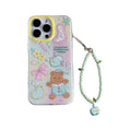 Suitable for apple 16promax cute bear imd bow mobile phone case iphone15 chain protective cover 14