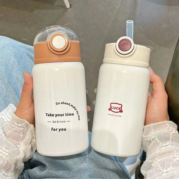 Simple thermos cup girls straw cup ins high value Internet celebrity 2025 new adult student children water cup