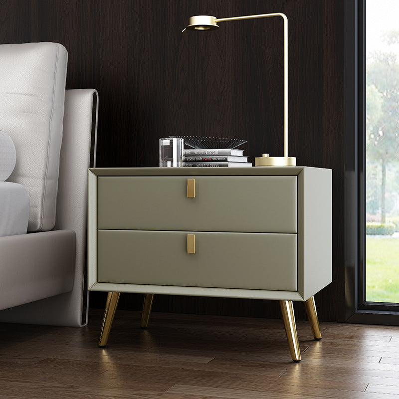 Bedside table free of installation drawer casual postmodern small cabinet accessible luxury scandinavian storage cabinet master bedroom classy leather