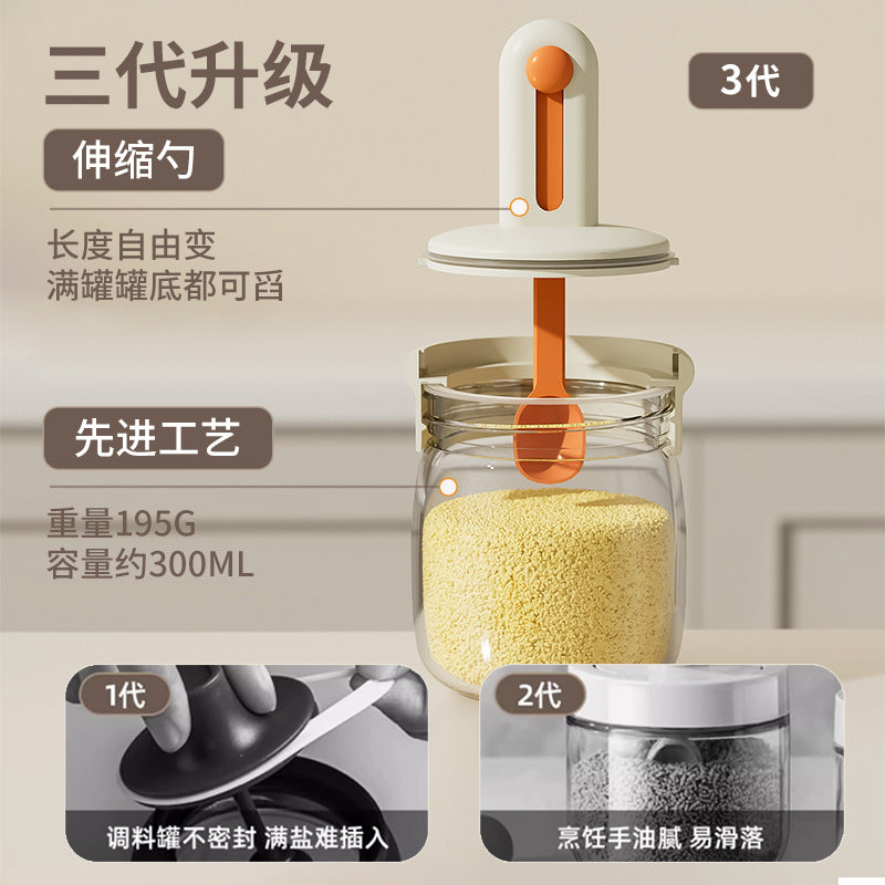 Spoon cover integrated telescopic seasoning can, one piece free shipping seasoning bottle, kitchen household seasoning can sealed moisture-proof seasoning box
