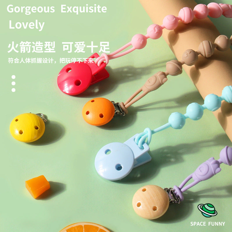 Baby food grade silicone anti-drop chain gnawing tooth glue anti-drop bracelet beech anti-drop pacifier clip baby pacifier chain