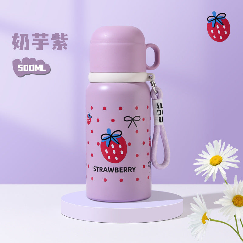 Double-walled insulated water bottle for kids, 316 stainless steel, suitable for both boys and girls. water bottle with straw, large capacity, wholesale and customization available