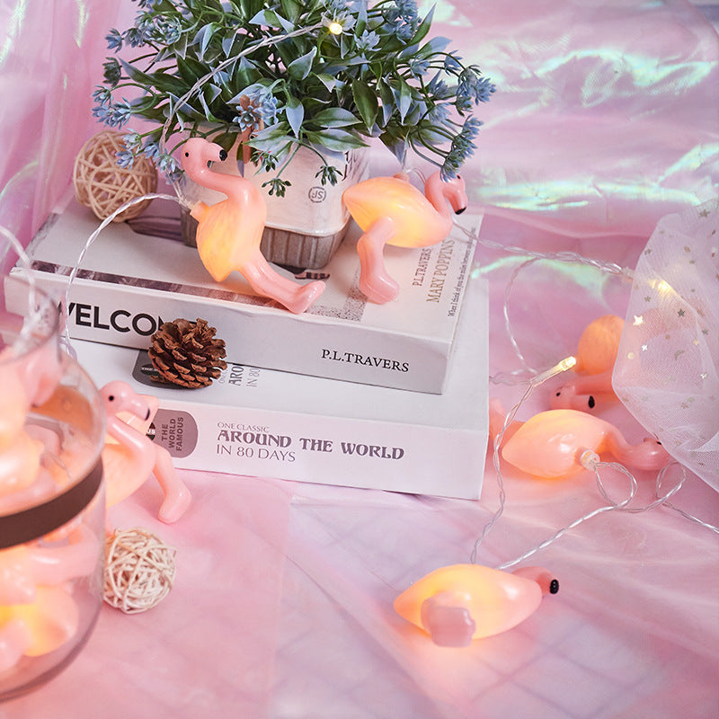 ins new led pink flamingo light string romantic wedding decoration lights christmas lights holiday lights flashing lights