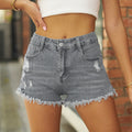 European and american clothing  cross-border trade  new style ripped tassel elastic  denim shorts hot pants trendy