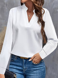 2024 independent station wish amazon hot style autumn casualpure color v neck loose shirt tops women