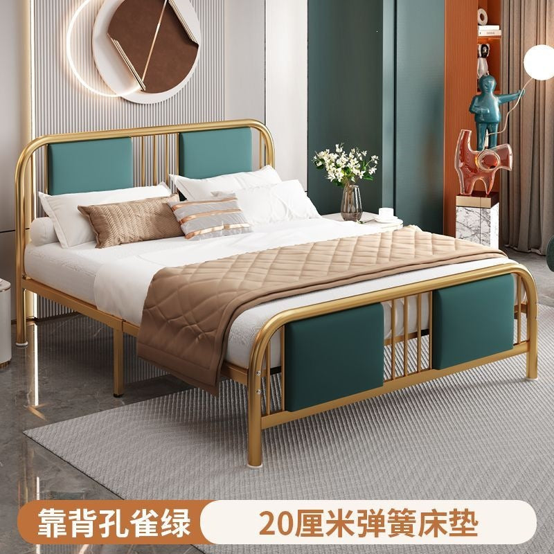 Iron bed double modern casual soft bed for home soft back bed apartment 1.35m b&b single iron bed