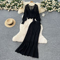 Gentle style outfit for women  spring classy sense of style strap waist cut outknittingtops + high waist hip skirt