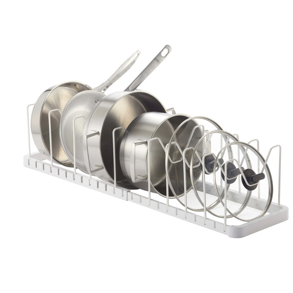 Retractable lid rack, kitchen adjustable gap, pan lid, frying pan, home desktop storage rack