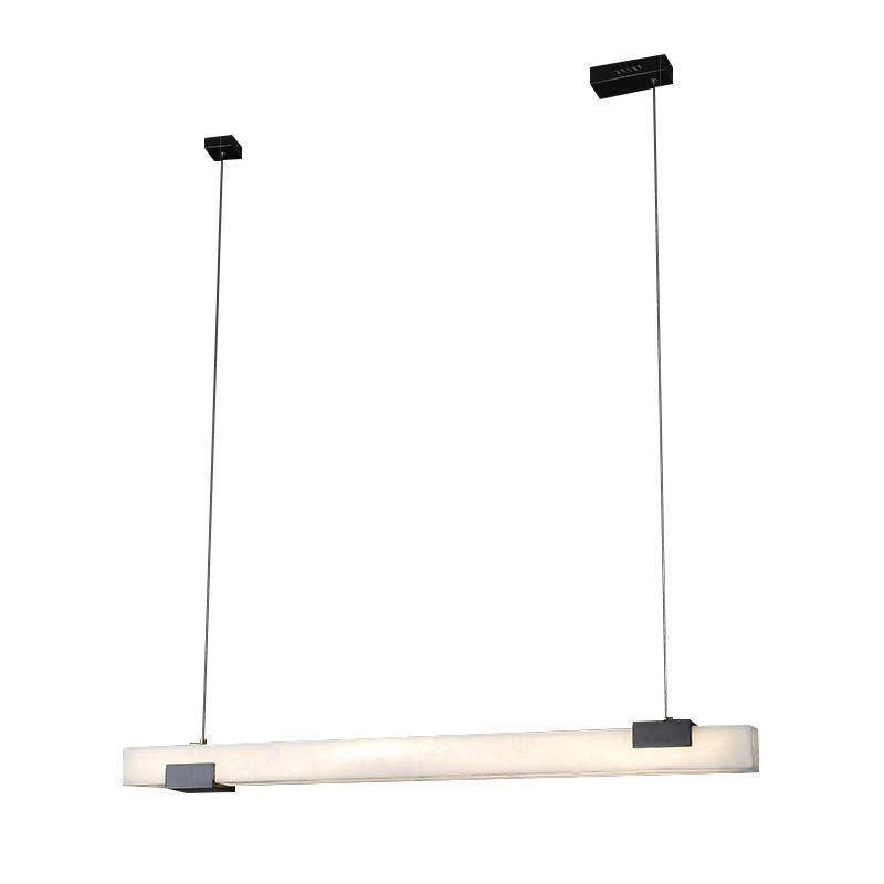 Minimalist light luxury marble new chinoiserie light luxury restaurant marble chandelier long strip one-word study cross-border thyristor dimming