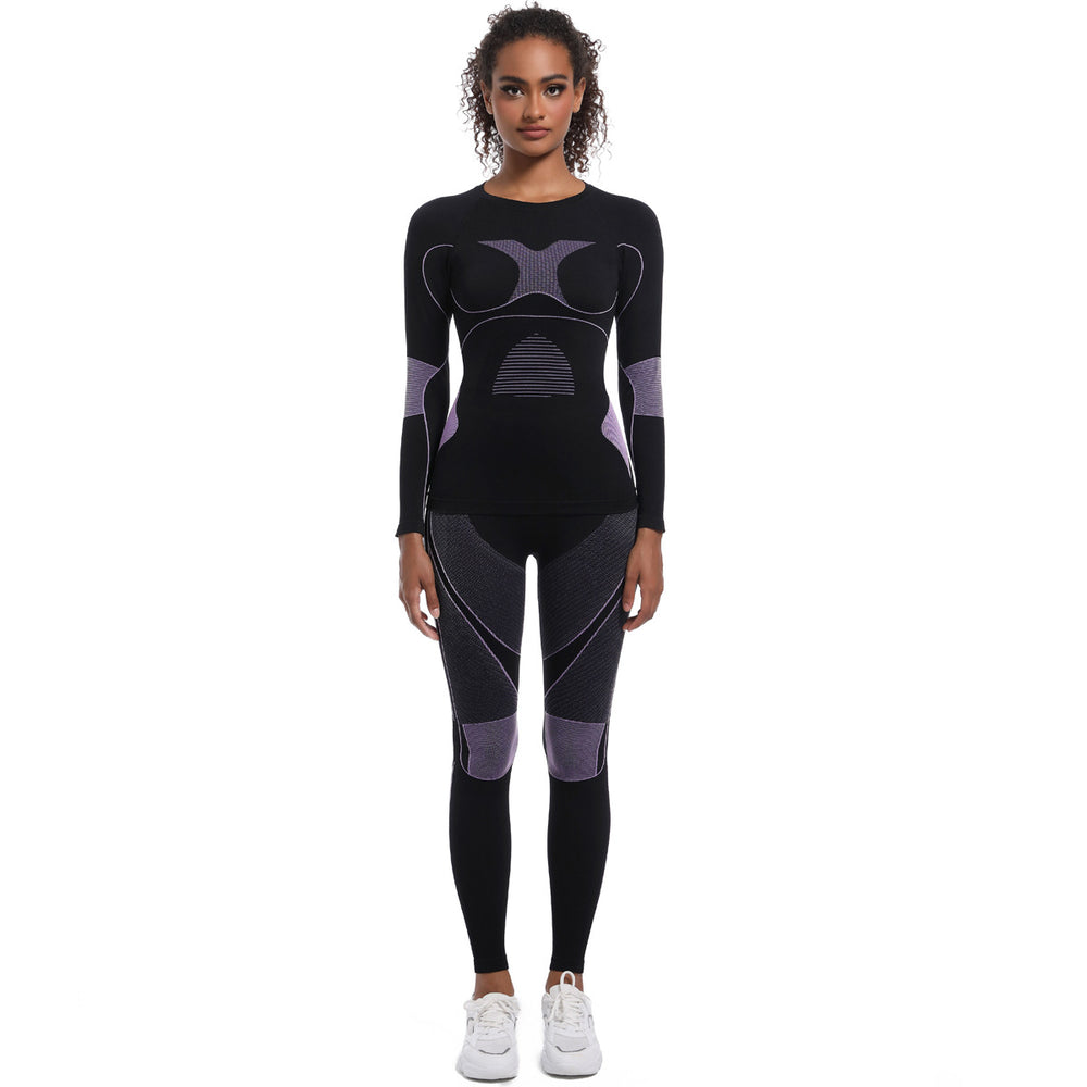 New women's seamless high-stretch long sleeve ski suit shapewear set for cross-border e-commerce: perfect for sports, running, cycling, and yoga