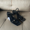 Spanish mango 2025 summer collection: new tie-up chunky heel sandals with square toe design - french style high heels