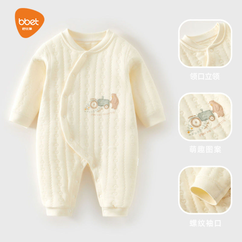 Babibele baby onesie - pure cotton, warm, newborn clothes, quilted romper, baby bodysuit, sleepsuit (unisex)