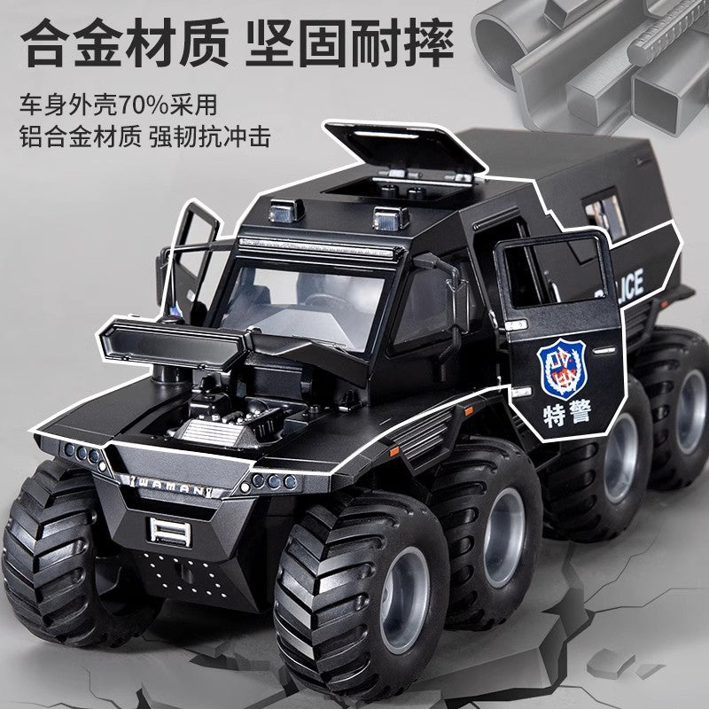 Kids' large-sized toy police car, alloy off-road vehicle, realistic model car, armored swat car, new cross-border product for boys