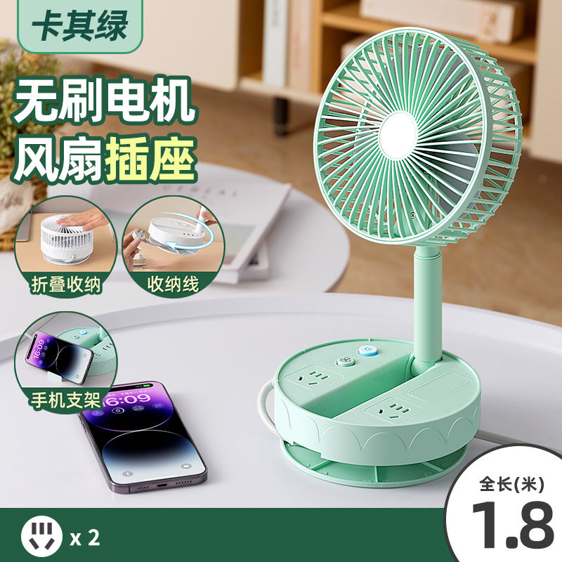 Creative small fan with socket panel, multi-hole usb fast charging socket, vertical socket, socket board for student dormitories