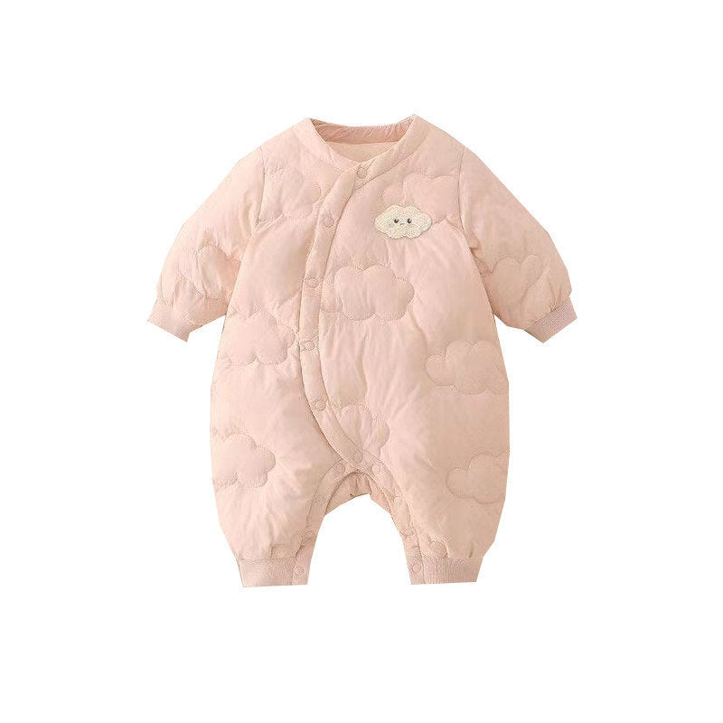 Newborn autumn/winter new arrival: minimalist lightweight cotton-padded romper - winter baby onesie for outdoor crawling, cute winter outfit