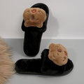 Slippers cotton slippers women's capibala bouquet winter fur slippers indoor and outdoor home large size one word heattech cotton slippers