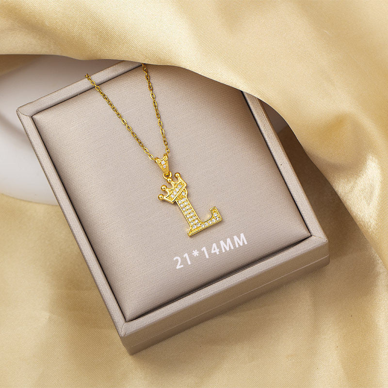 High-end letter layered necklace - 26 alphabet charms, cross-border bestseller, minimalist fashion, premium titanium steel jewelry
