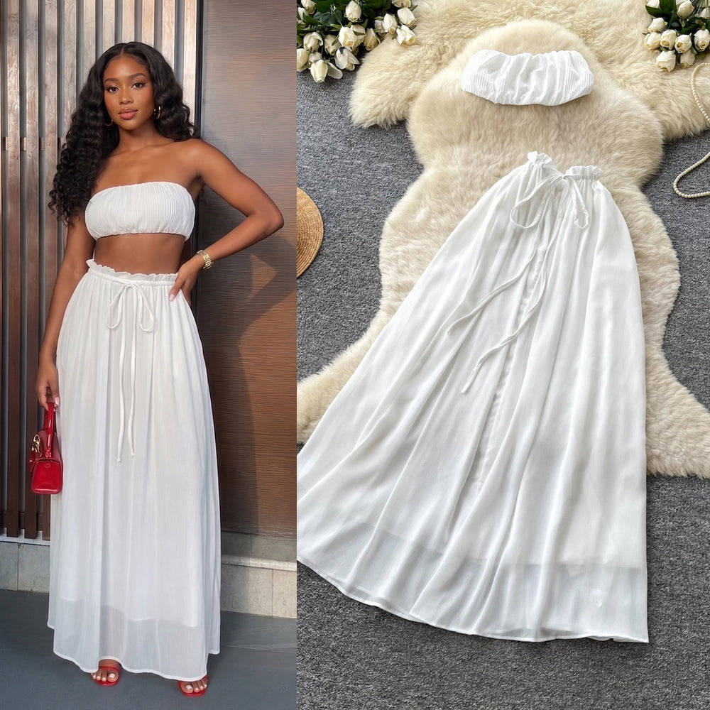 Gentle work clothing style halter vest skirt women's summer korean style outfit vacation style slimming looktwo-piece setelegantsuit