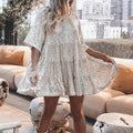 european and american export new arrival direct sales colorful fashion sequin round neck loose waist short sleeve dress banquet gown