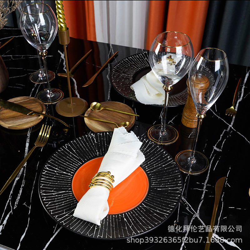 Nordic new large ceramic plate - matte finish steak plate for hotel, restaurant, and home use - creative plating and table setting