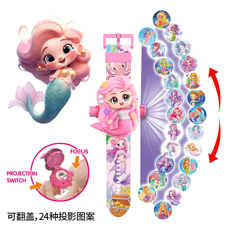 Labubu princess elsa kuromi projection watch electronic watch frozen boys and girls kids toys