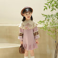 Girls' knit sweater dress - new autumn/winter  collection - kids' long knit dress with pom-poms - baby girl's new year's long dress