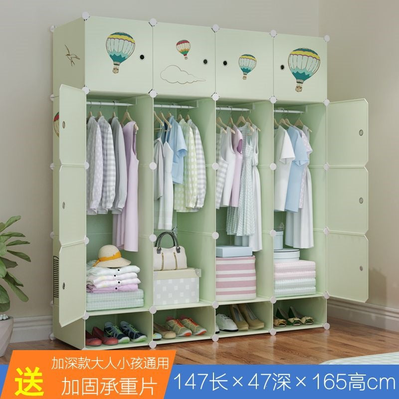 Simple wardrobe for home bedroom cabinet rental house simple folding assembly dormitory reinforced baby kids wardrobe cupboard