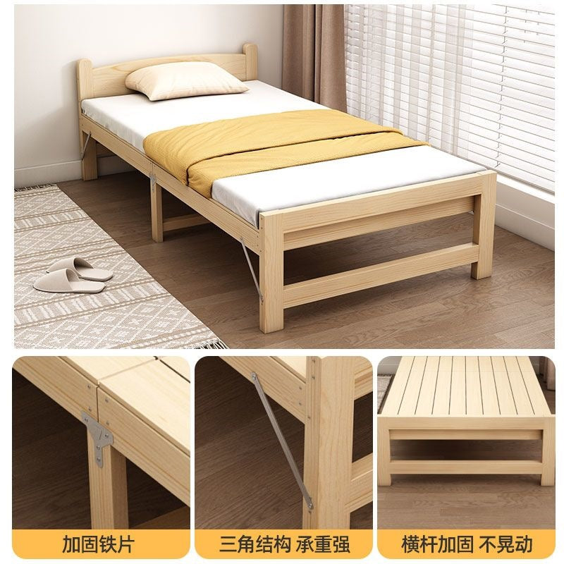 Solid wood children's patchwork bed folding bed nap bed office construction site sleeping simple small bed for home adult single bed