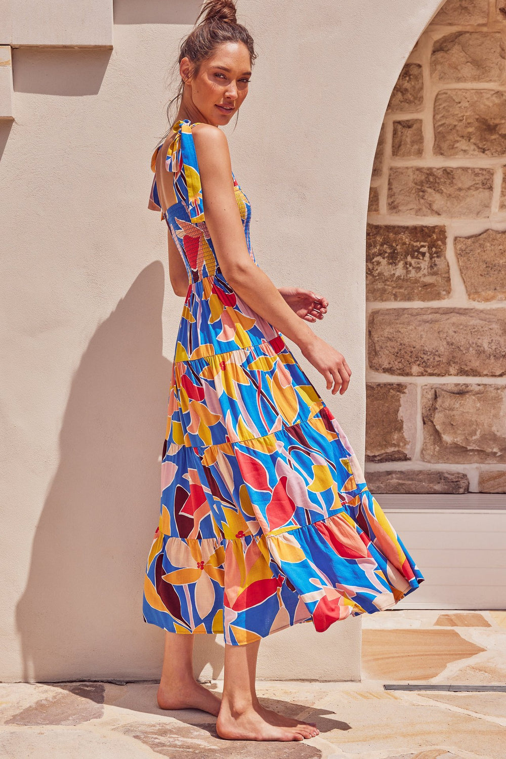cross-border fashion summer women's  commuter sleeveless spicy girl print long slip dress