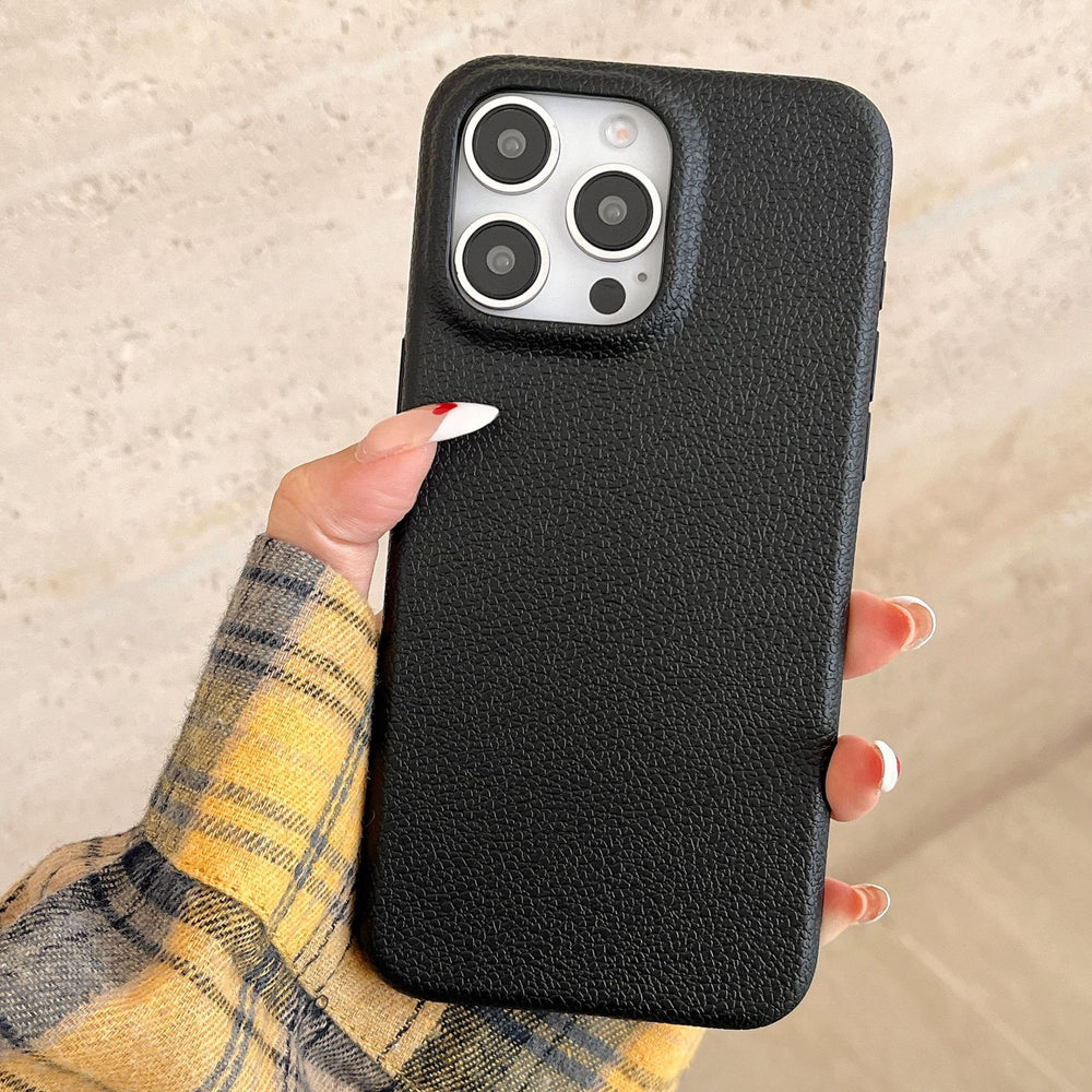 Leather pattern suitable for apple 16promax simple pure color mobile phone case iphone12/15 anti-fall tpu protective cover