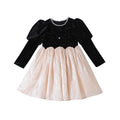 Girls' hepburn-style dress, fleece-lined, baby's birthday dress, stylish sequin patchwork, cross-border children's princess dress, in stock