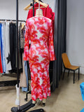 Spring & fall  european and american women's clothing printingsilm long skirt women's elegancedressclassy sense elegant