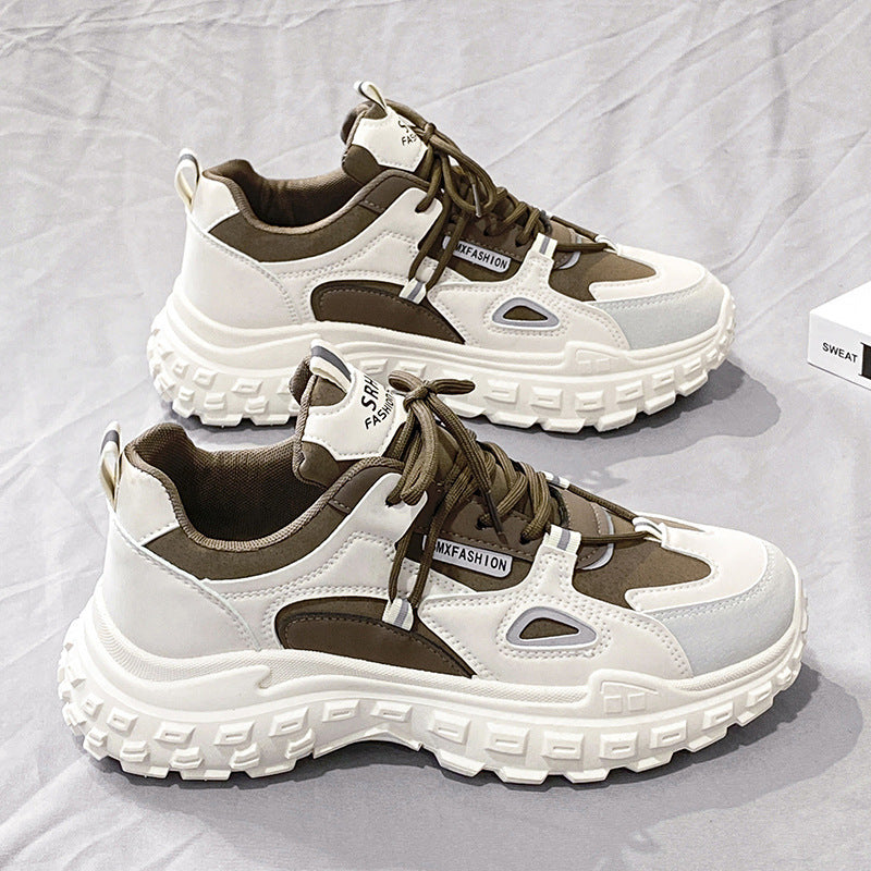 Popular hot-selling men's shoes 2025 new spring versatile casual height-increasing white sports hong kong style dad ins trendy shoes