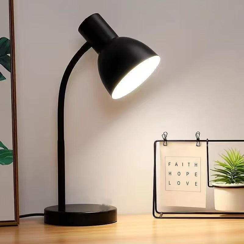 Plug-in eye-care desk lamp for study, reading, universal flexible gooseneck, anti-blue light, adjustable brightness. wholesale available from one piece