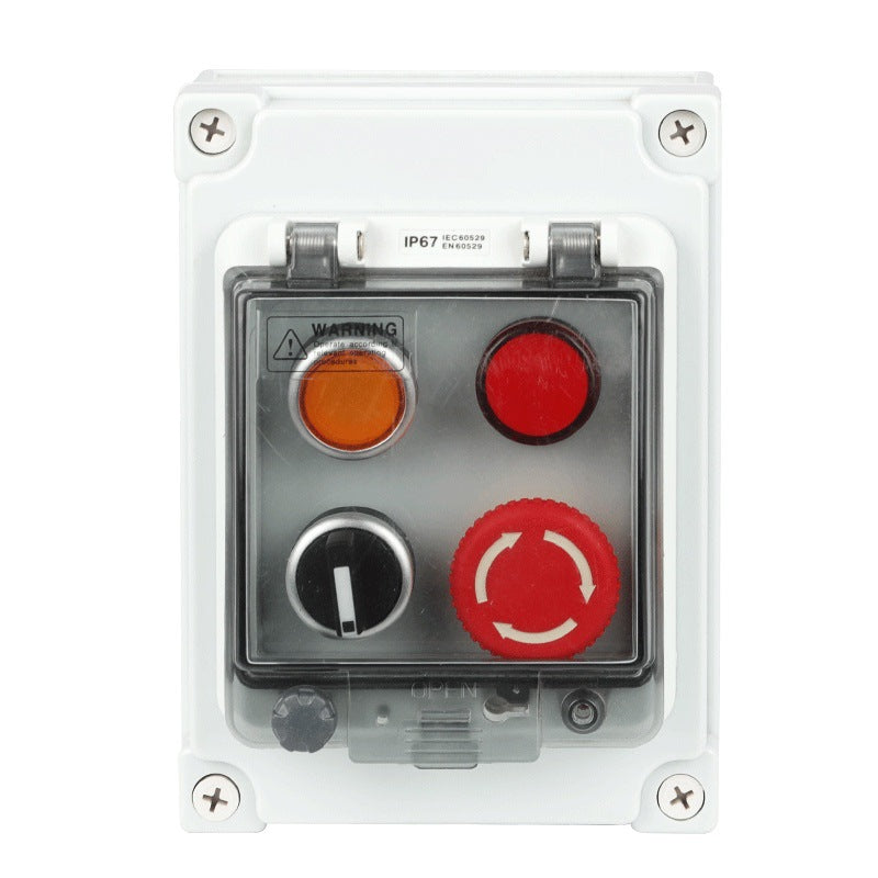 Knob button box emergency stop control plastic box, start stop waterproof outdoor switch self-reset protective cover