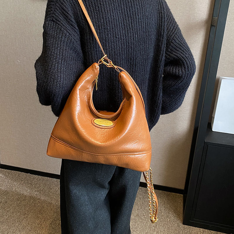 Foreign trade women's bag simple light luxury shoulder bag women's new 2025 spring and summer texture underarm bag large capacity messenger bag