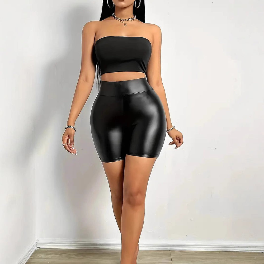Fashionplus sizepu leather shorts for women 4-point pants hot style sexy cross-border independent station nightclub women's hot pants ins style