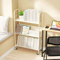 Living room bookshelf floor storage rack - mobile with wheels, home simple cart, snack storage bookshelf, invisible bookshelf