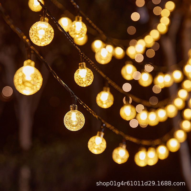 LED bubble ball light string solar pentagram lights wholesale outdoor waterproof camping lights garden decoration flash lights