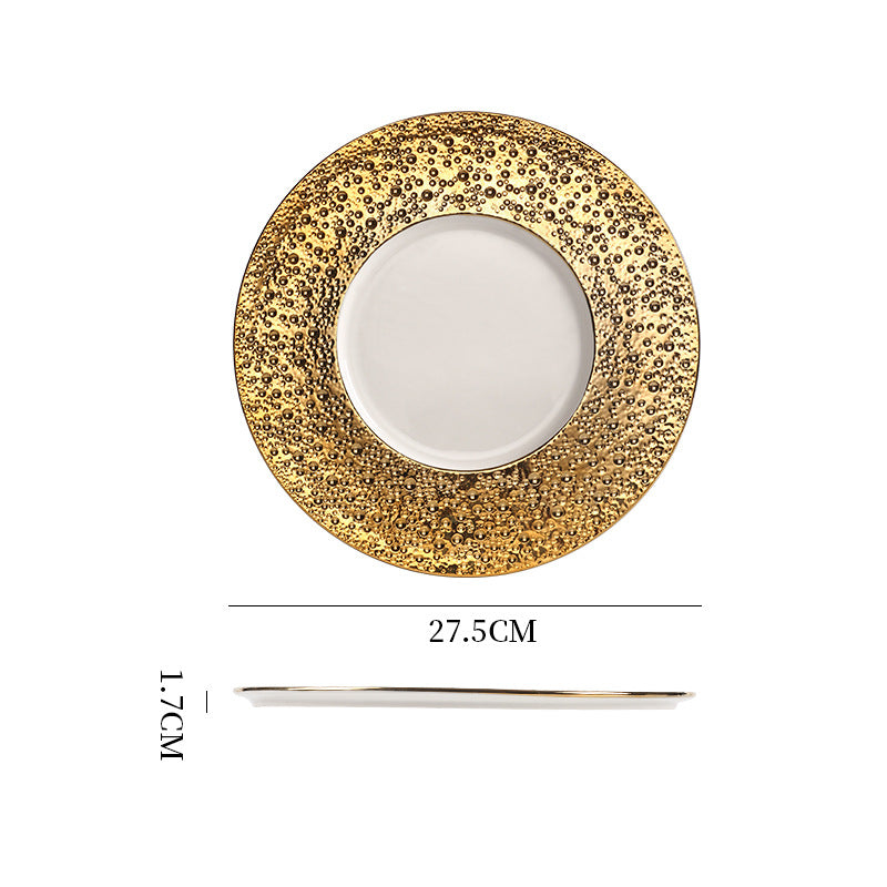 Ceramic western dinner plate - creative mars crater steak plate - instagrammable high-end creative table setting - european style flat plate - dessert presentation
