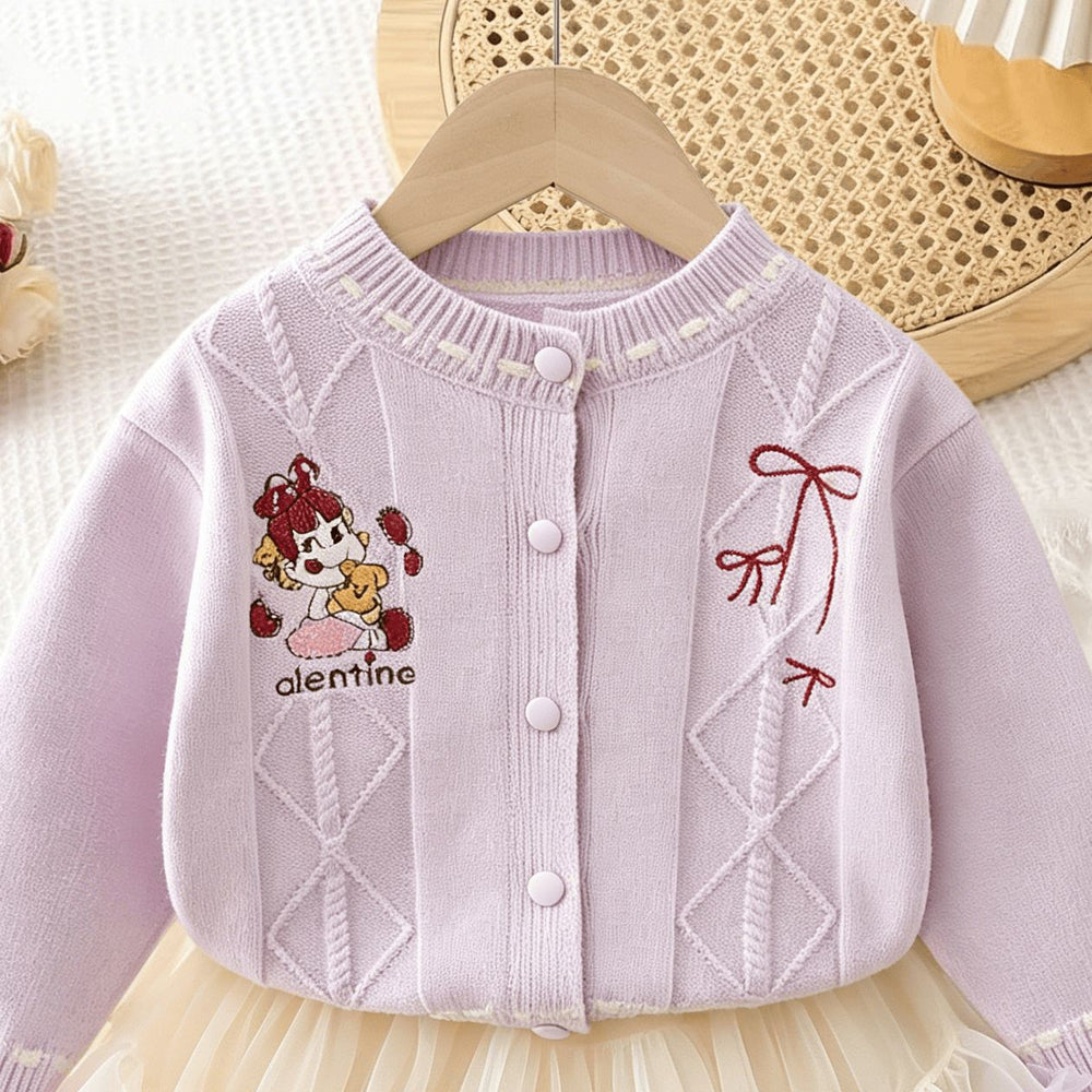 Girls' fall/winter outfit: new knitted cardigan and princess tutu skirt set for little girls - stylish two-piece set with mesh overlay