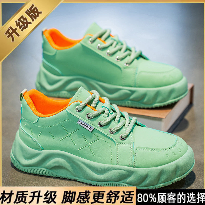2025 new men's breathable versatile bestselling athletic leather casual chunky sole height increasing anti-slip trendy shoes