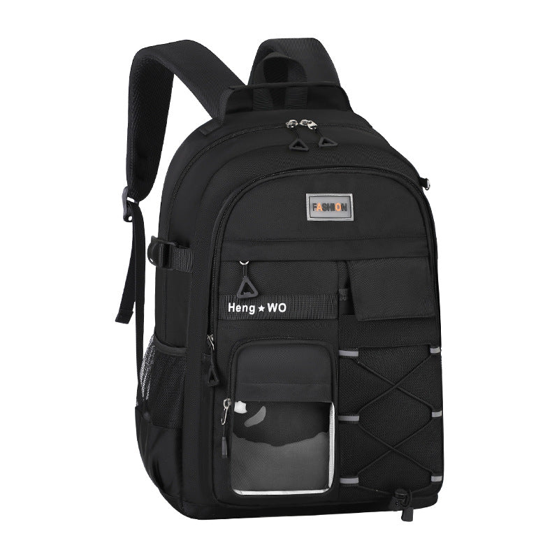 Manufacturer's new backpack for junior high school students, burden-reducing spine-protecting schoolbag for girls, high school, large-capacity men's cross-border backpack, campus style