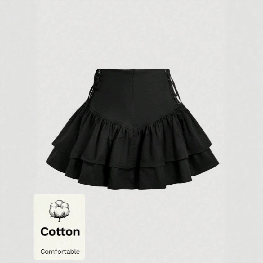 sexy fashion women's elegant commute style tie-side ruffle hem midi skirt