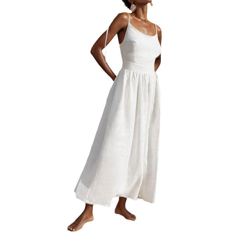 cross-border e-commerce women's fashion: european and american summer new arrivals - elegant and sexy strappy backless cami dress