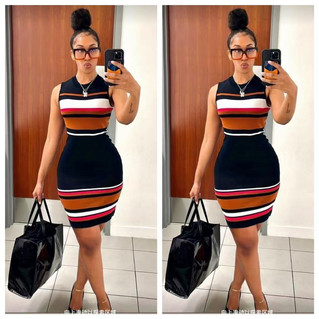 Shenzhen Nanyou women's clothing supply chain, European and American holiday style women's thin shoulder straps, striped suspenders, contrasting color, sleeveless jumpsuit