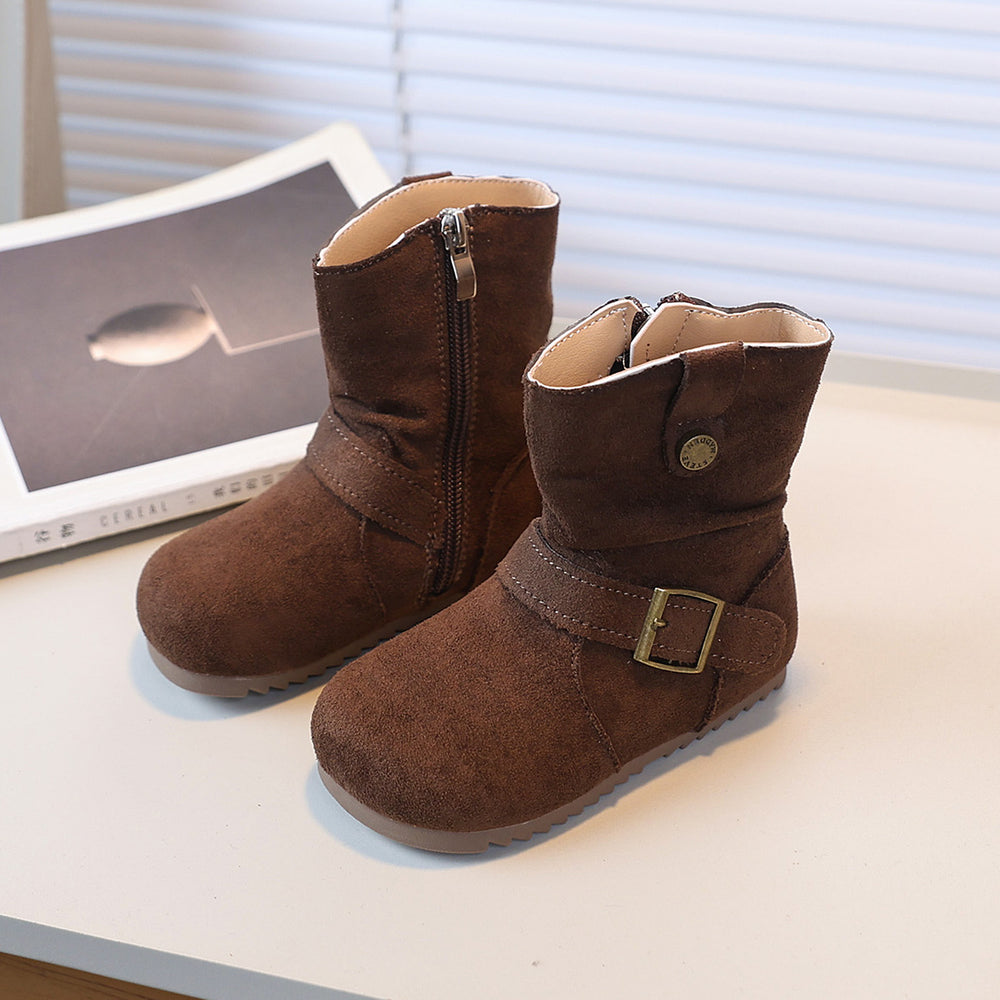 Girls' vintage suede martin boots western cowboy boots  autumn/winter new children's fashion ruched ankle boots