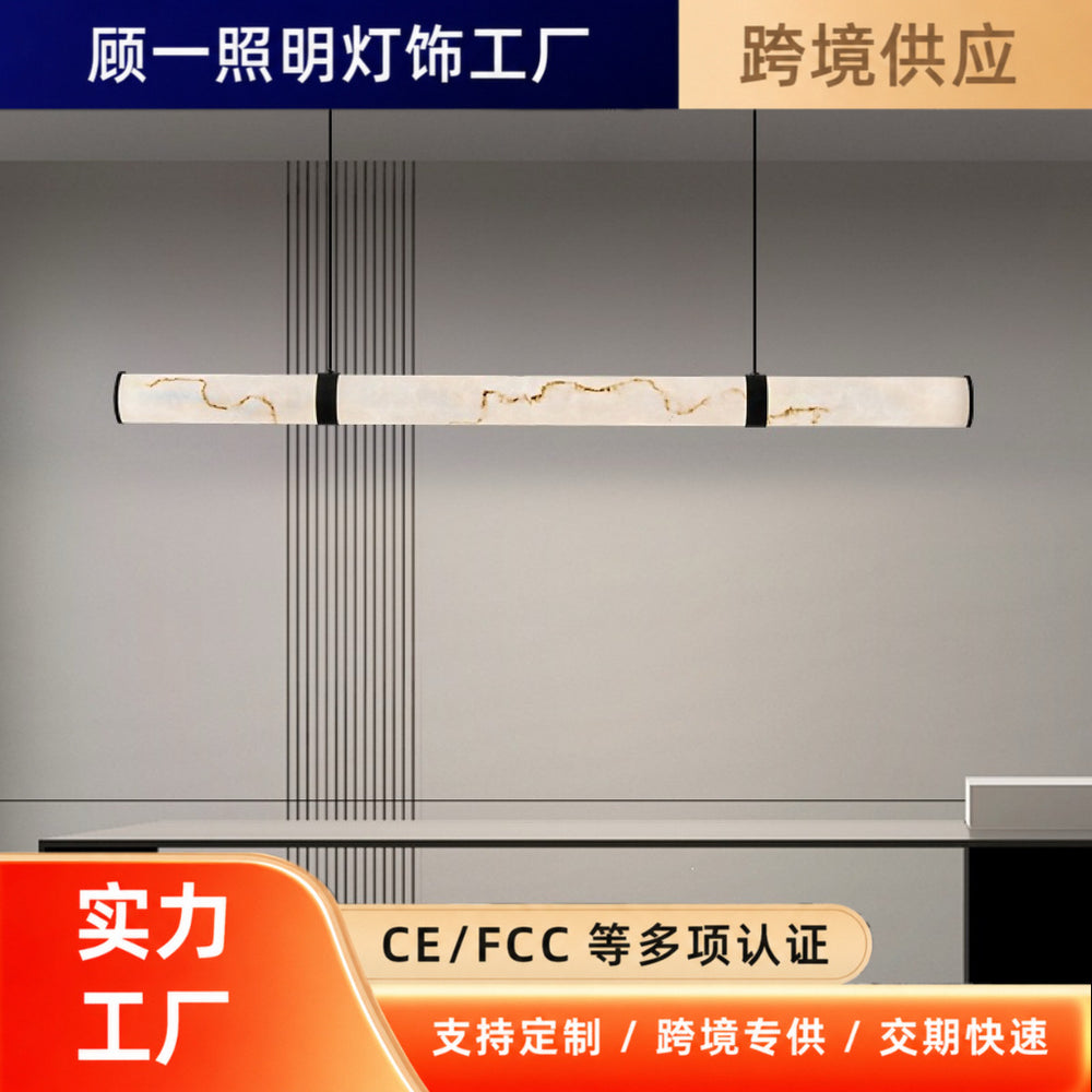 Nordic light luxury designer modern minimalist linear island table office study lamp minimalist restaurant marble chandelier