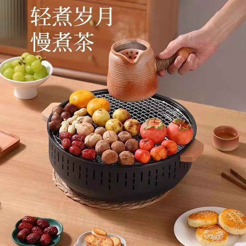 Outdoor camping style tea making stove, zibo charcoal barbecue stove, for home small multi-function smokeless barbecue grill heating stove