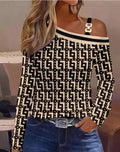 independent station   best selling autumn casual metal buckle slanted shoulder collar shirt women's clothing